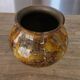 Vintage round vase Laque Line by Jean-Noël Bouillet Marbled golden tones
