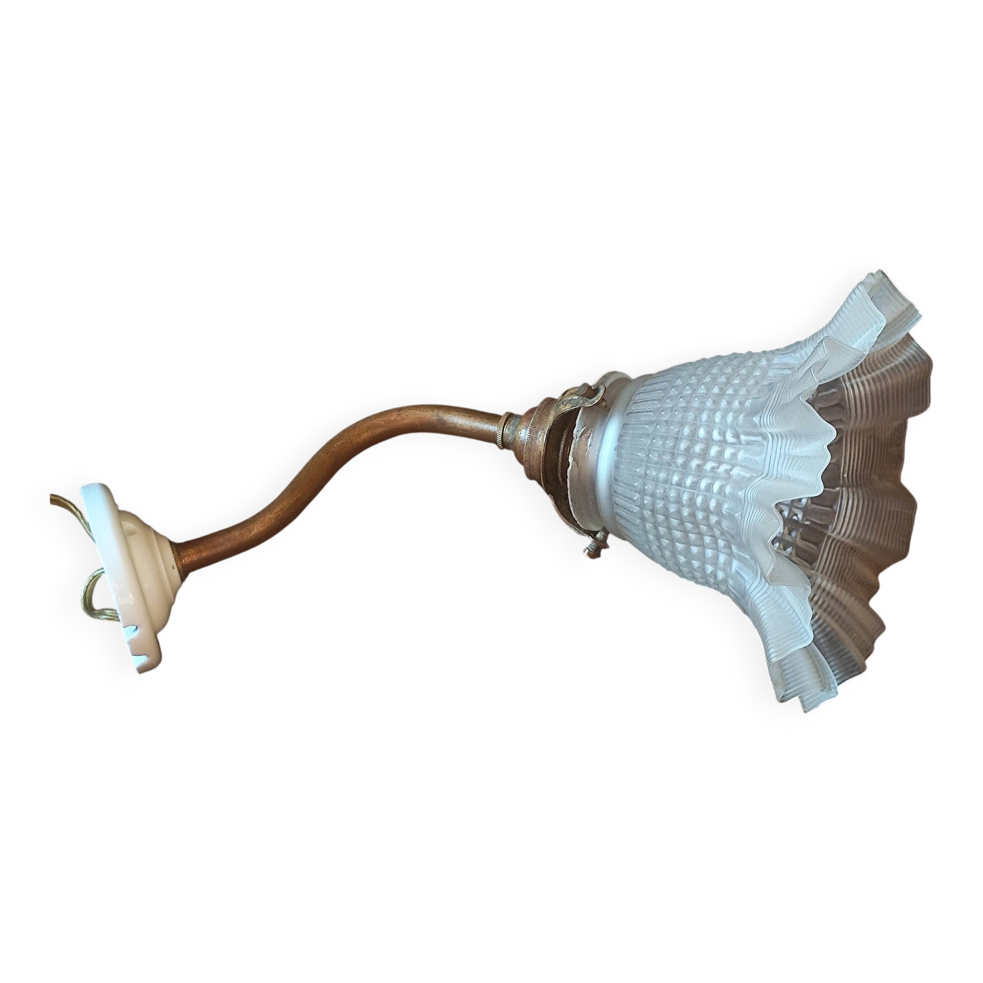 Swan neck and tulip glass wall light, porcelain lamp