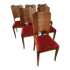 6 art deco chairs with red velvet seats