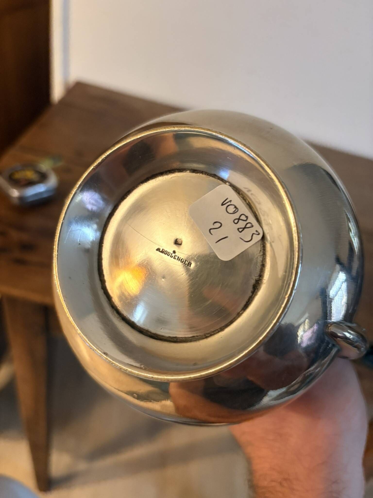 Silver-Plated Engraved Coffee Pot La Forêt Pin Belle Époque Boulenger