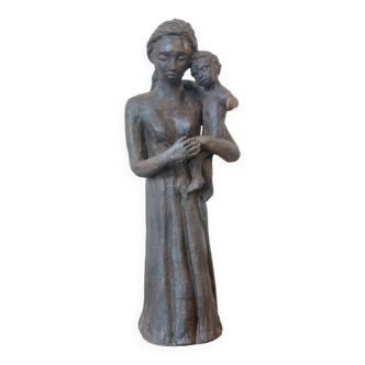Sculpture representing a woman holding a child - original terracotta