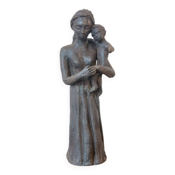 Sculpture representing a woman holding a child - original terracotta