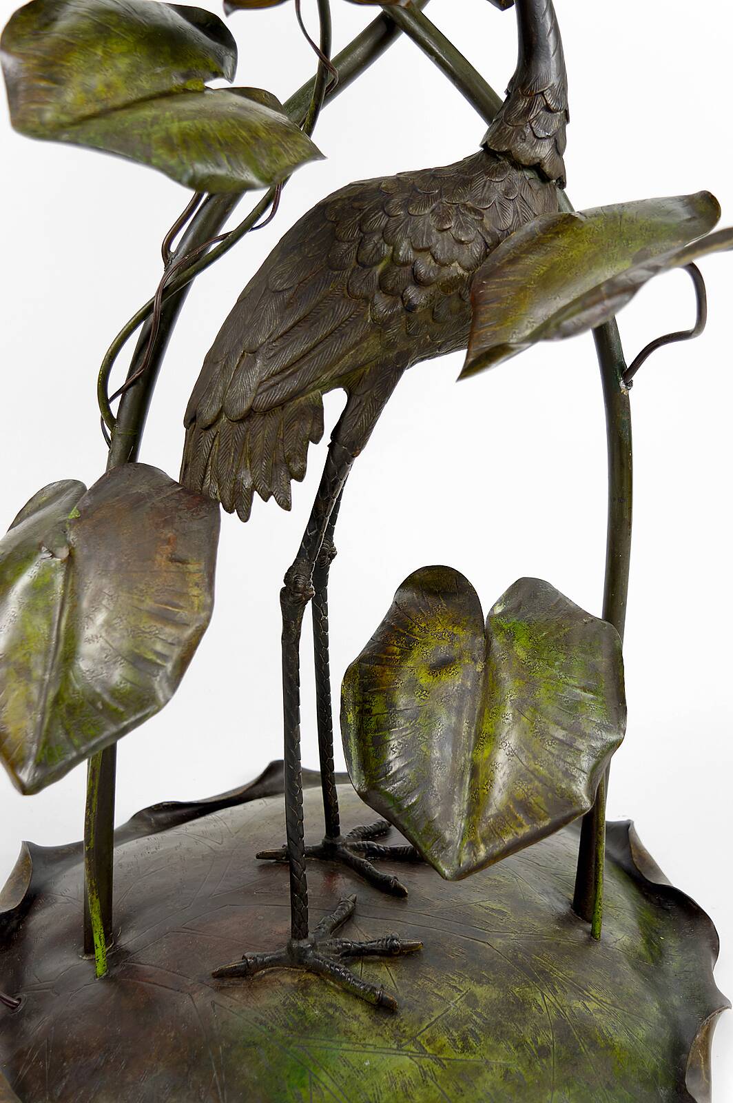 Japanese-style Heron floor lamp, Art Nouveau, France, circa 1900