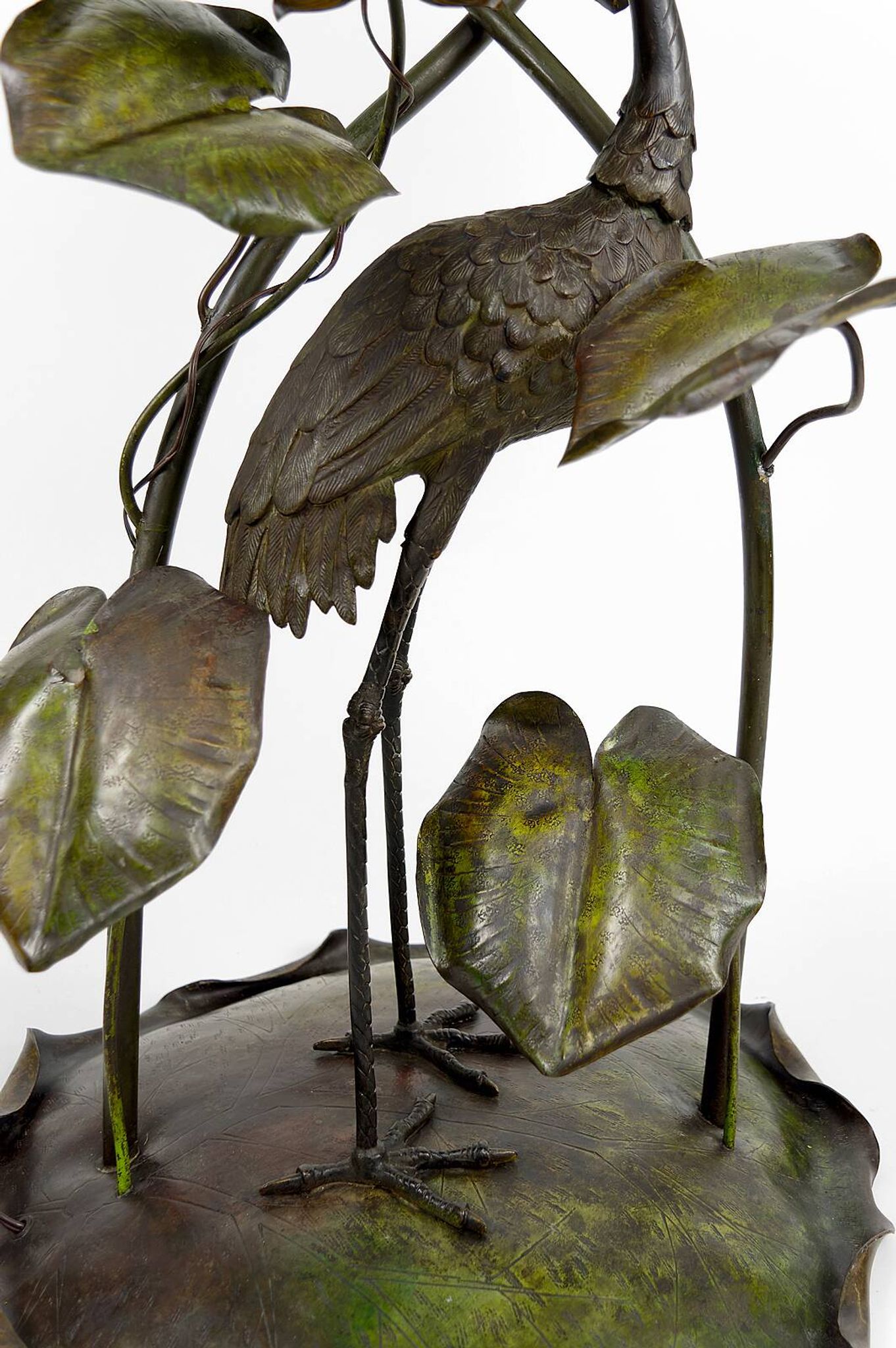 Japanese-style Heron floor lamp, Art Nouveau, France, circa 1900