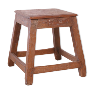 Ancien tabouret d'atelier en teck birman