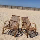 Pair of rattan armchairs