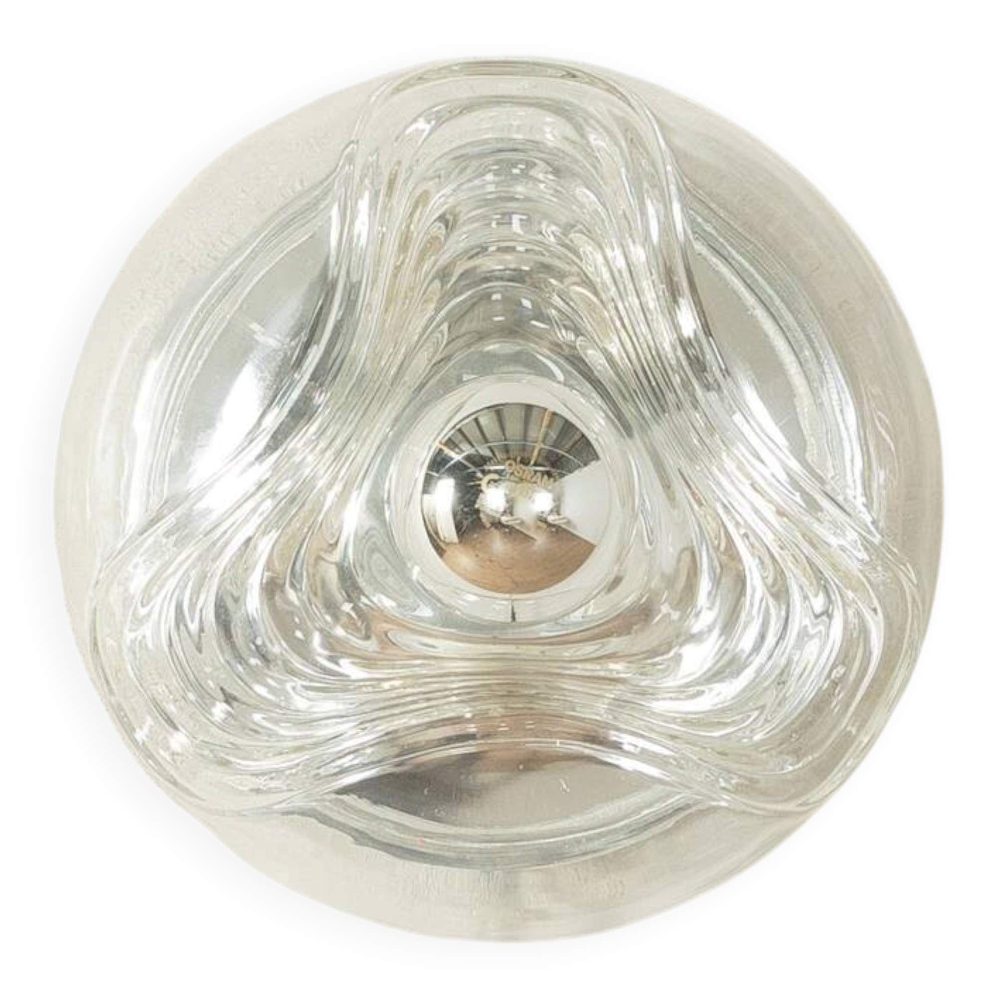 Sculptural wave wall lamp made of structured solid glass by peill & putzler