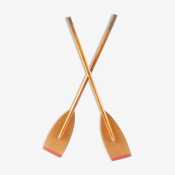 Pair of old wooden oars