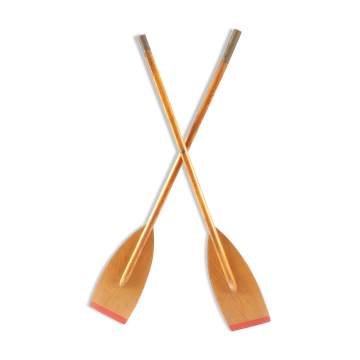 Pair of old wooden oars