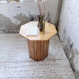 Hexagonal console table guéridon Regain pine 1970