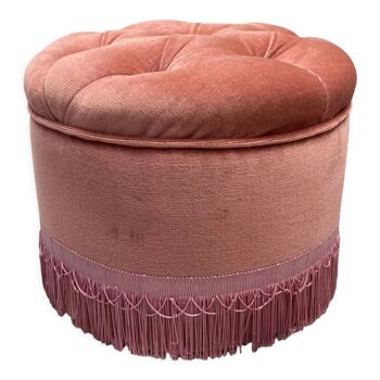 Pouf rond velours rose