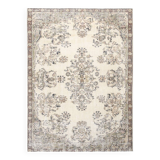 7x9 Cream & Green Floral Pattern Vintage Area Rug, 202x278Cm