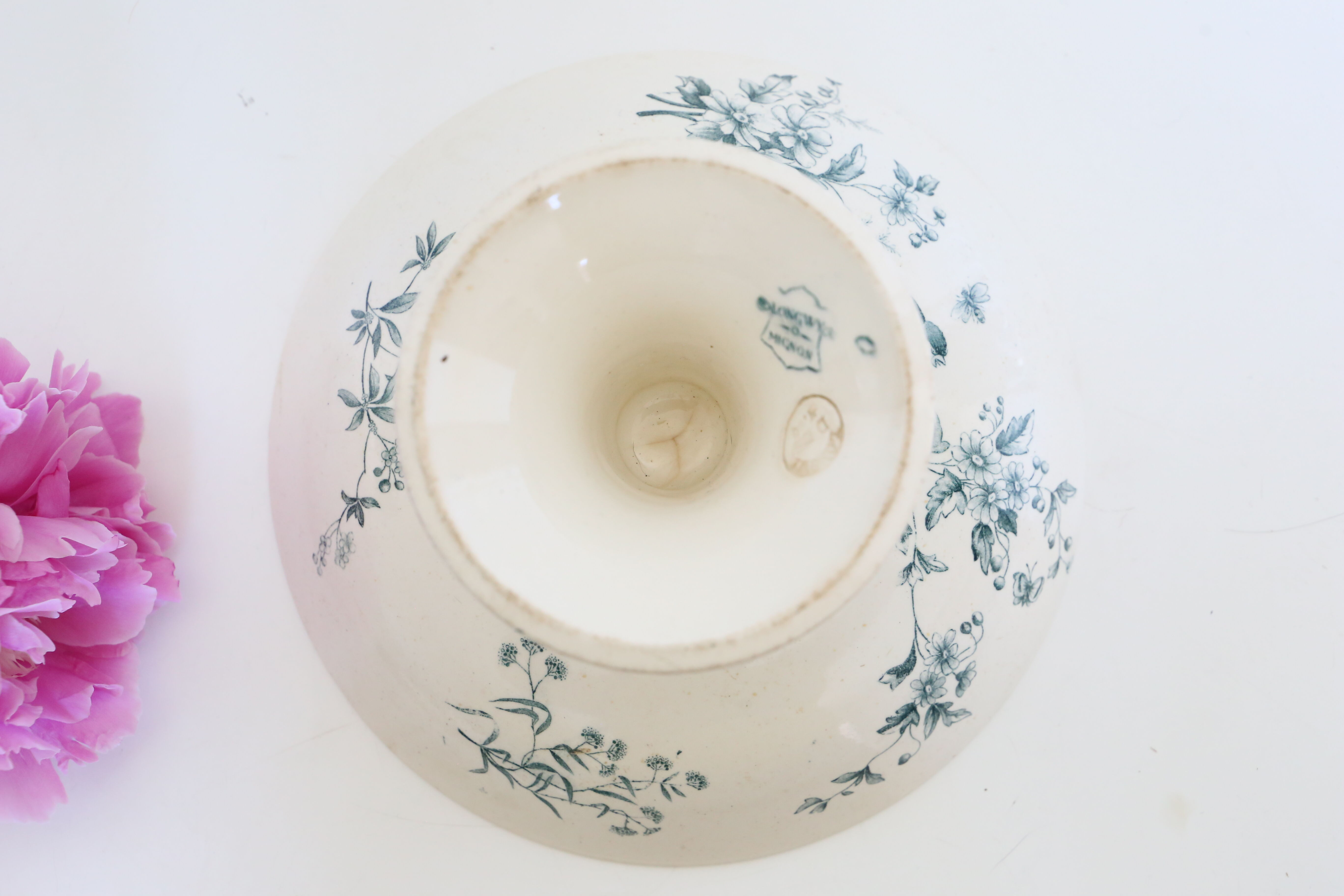 Servant dish on piedouche / compotier, Terre de Ferre, Longwy cute pattern, Vintage, early 19th