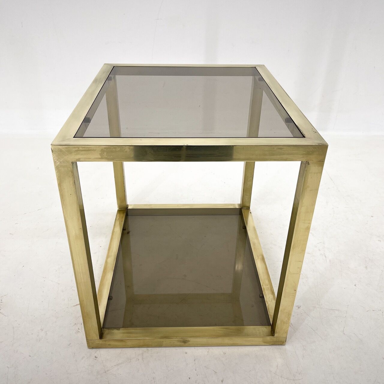 Italian Mid-Century Brass and Smoked Glass Table, 1970's
