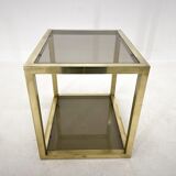 Italian Mid-Century Brass and Smoked Glass Table, 1970's