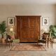 Antique baroque wardrobe in walnut and fabric, Piedmont, Italy, 18th century