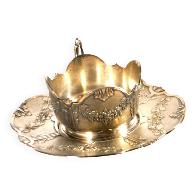 Tasse et sous-tasse guirlande fleurie Gallia Christofle