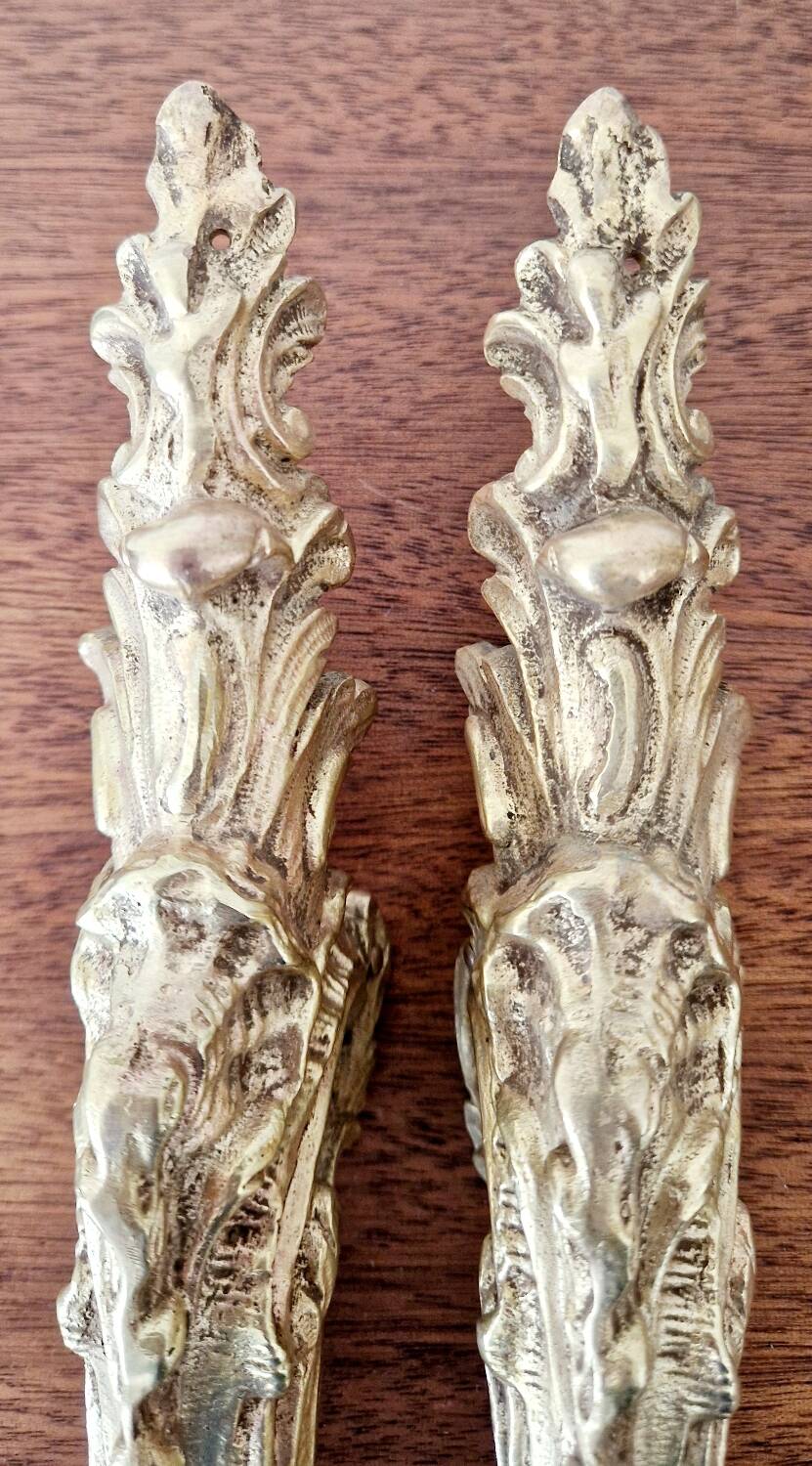 Antique bronze ornaments and pediment