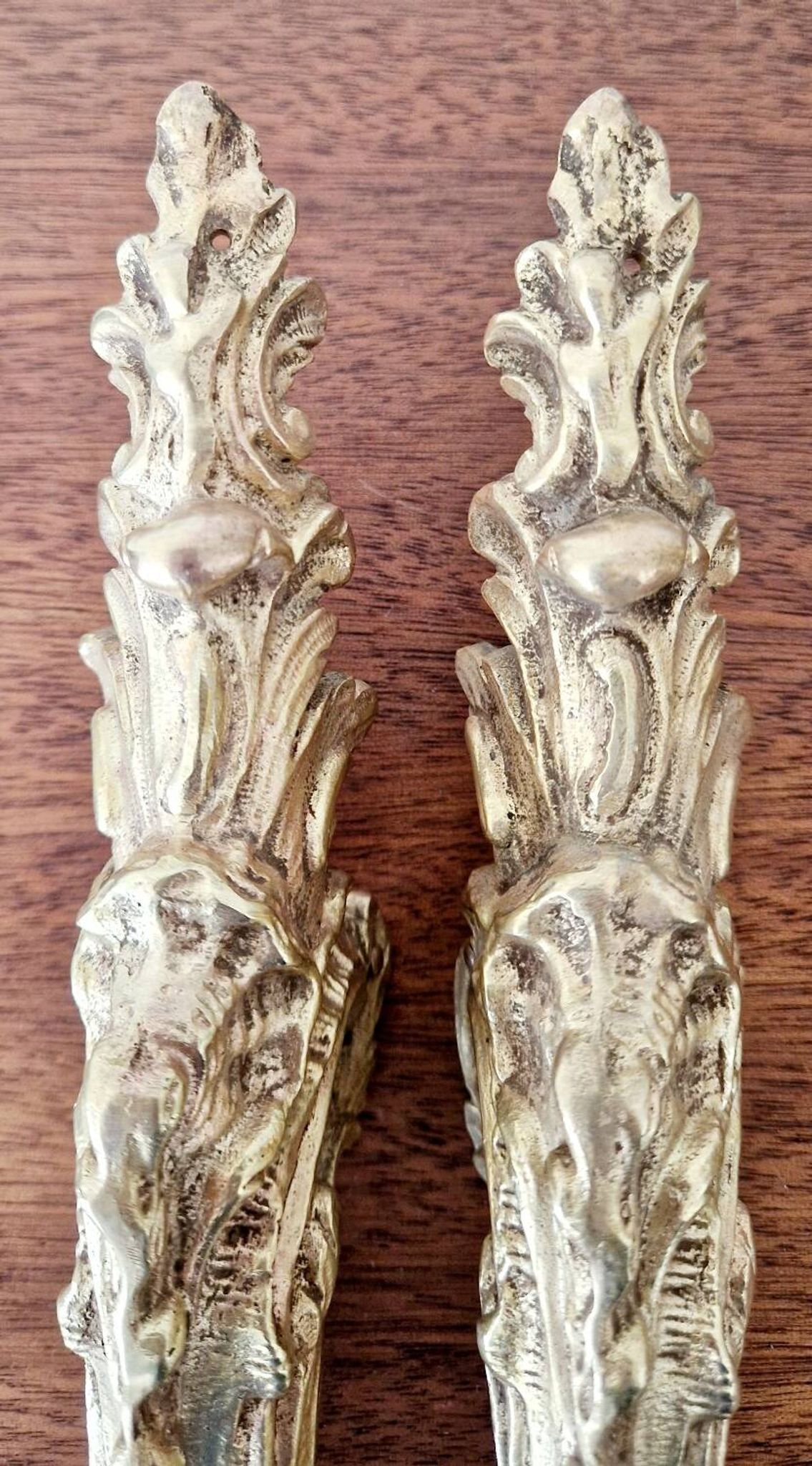 2 ornements et fronton en bronze antique