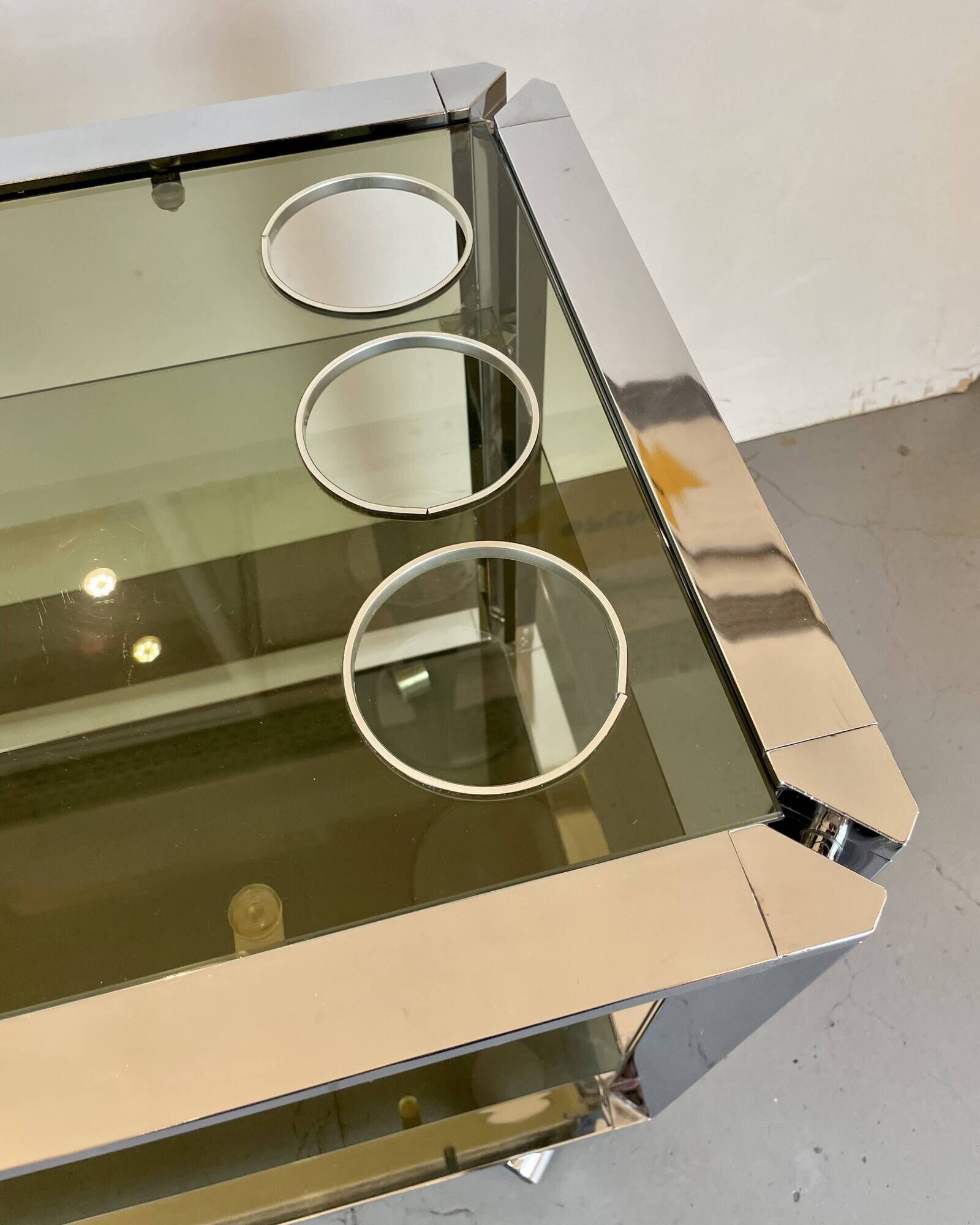 Space Age Chrome and Smoked Glass Bar Cart, 1970s
