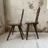 Pair of brutalist Alsatian mountain chairs 19th