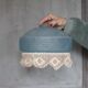 Blue glass lampshade, Art Deco pendant, vintage ceiling lamp.