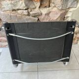 Chrome and black leather armchair type B34