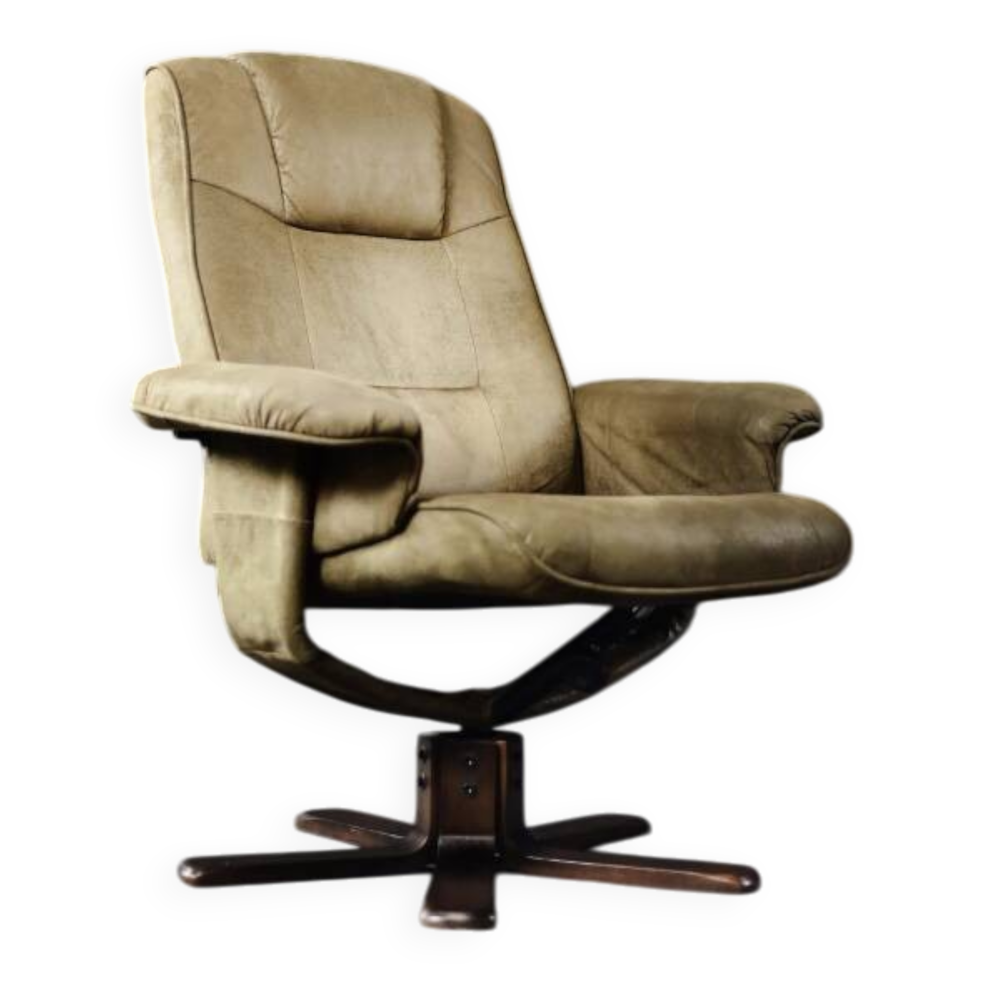 Vintage Mid-Century Danish Modern Brown Swivel Chair & Ottoman, 1960s
