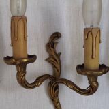 Vintage French Bronze Double Wall Sconces with Acanthus Leaf Detail 5706