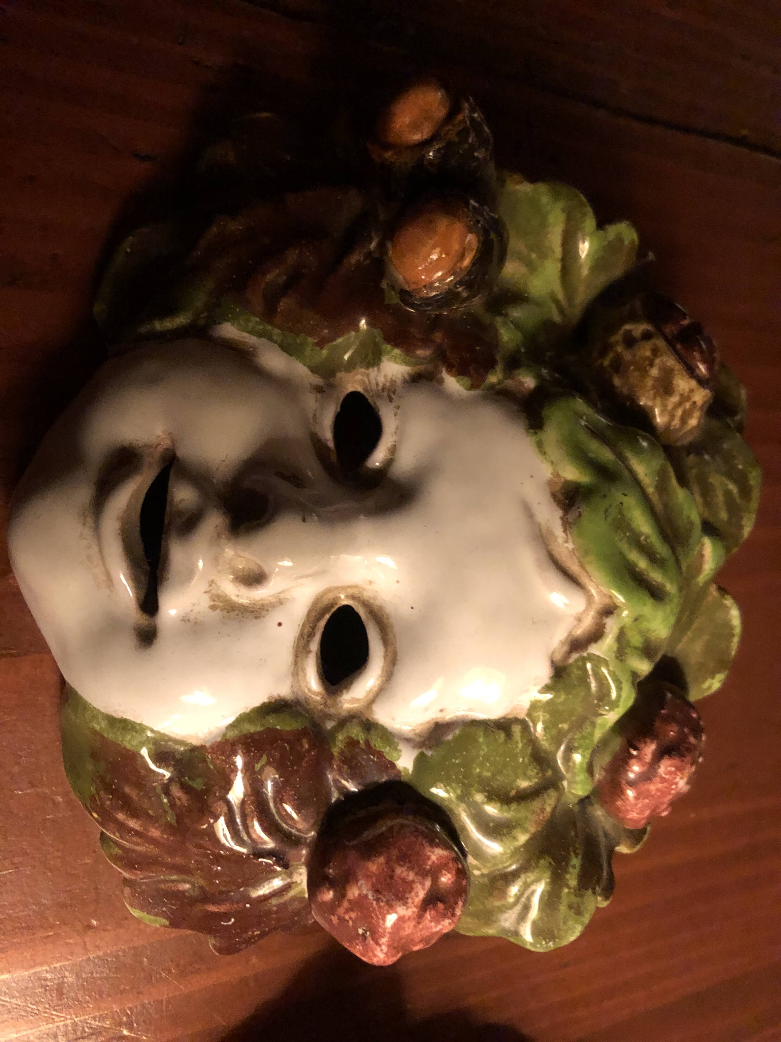 Set of 4 bacchus masks four seasons italy ceramic