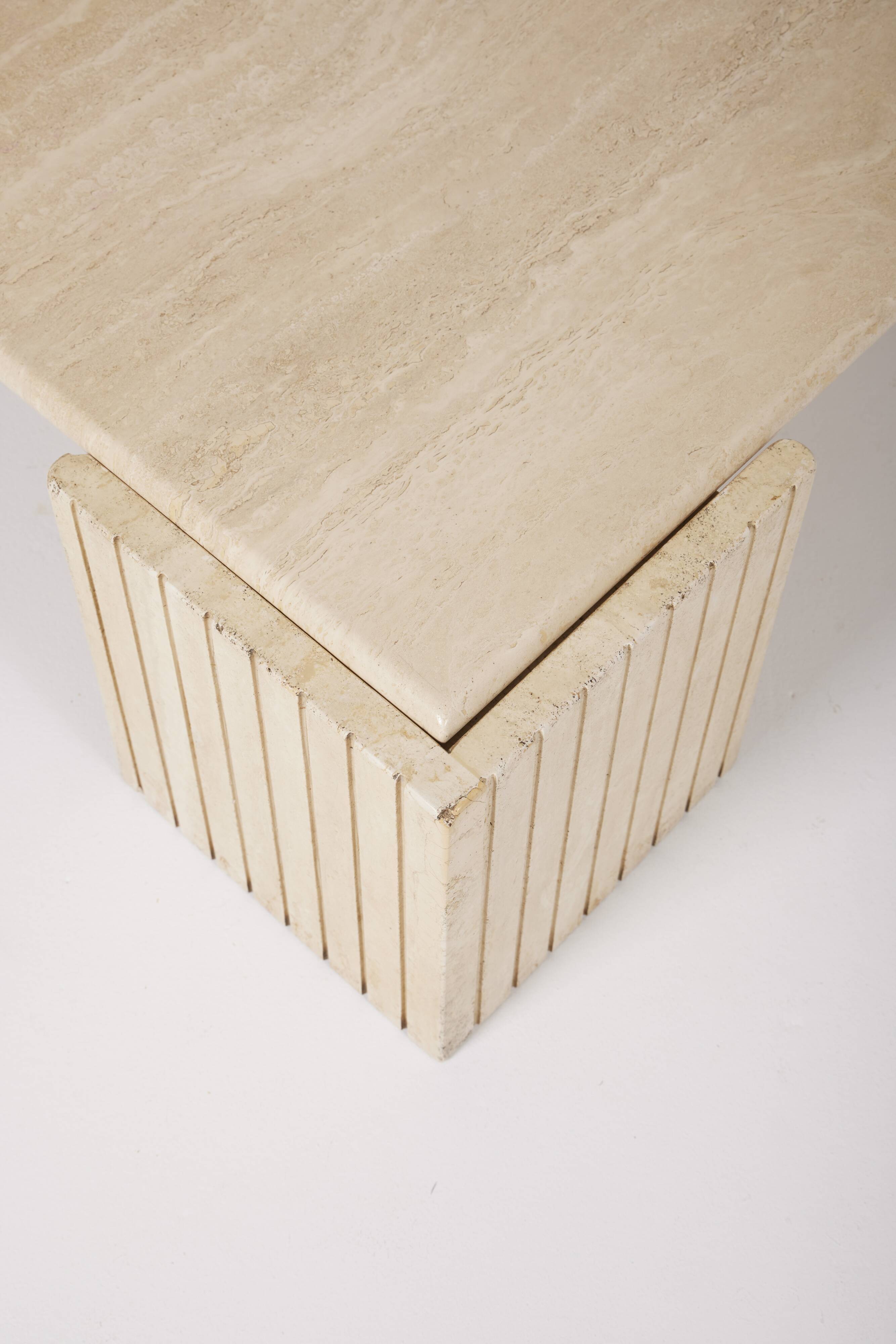 Travertine coffee table in eye shape, 1970s