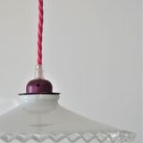 Pleated opaline suspension, pink cord
