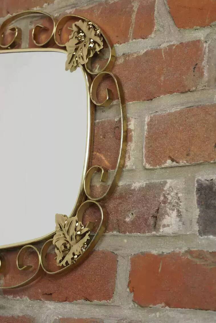 50s oval brass mirror - 38x69cm