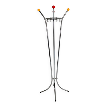 Rare chrome coat rack with colored balls, 1950s