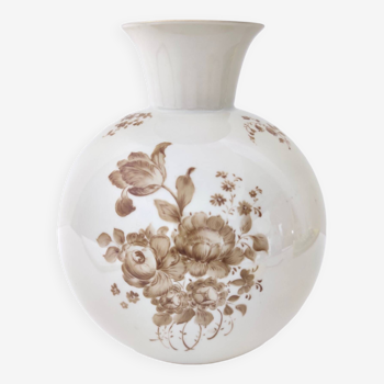 Vase Vintage en Céramique Ivoire avec Détails Floraux Marron par Rosenthal, Italie