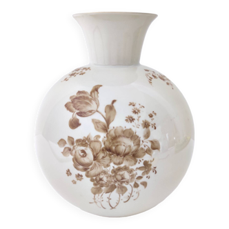 Vintage Ivory Ceramic Vase with Brown Floral Details by Rosenthal, Italy