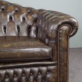 Chesterfield sofa in cowhide leather 2 places