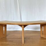 Curved half-moon bench, dlg by PIERRE CHAPO, 80s design - 2 available