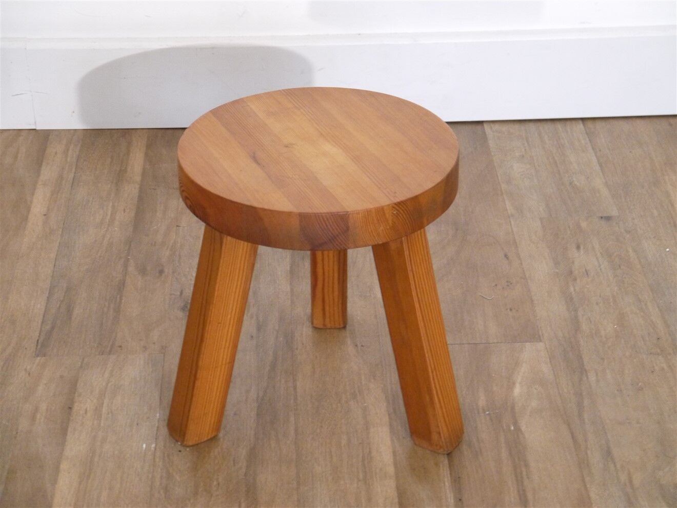 Vintage tripod wooden stool 1970