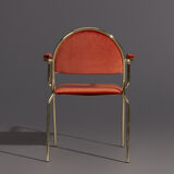 Hollywood Regency chair in Volterra 42, with armrests