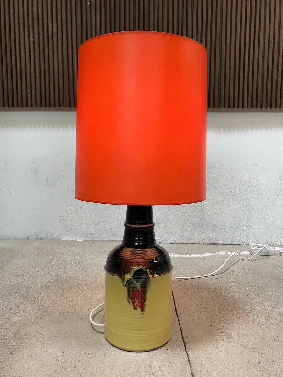 Large glazed ceramic art table lamp by Bjørn Wiinblad for Rosenthal, 1960s