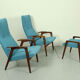 Ensemble de 2 fauteuils avec pouf assorti par Yngve Ekström pour Pastoe, années 1960