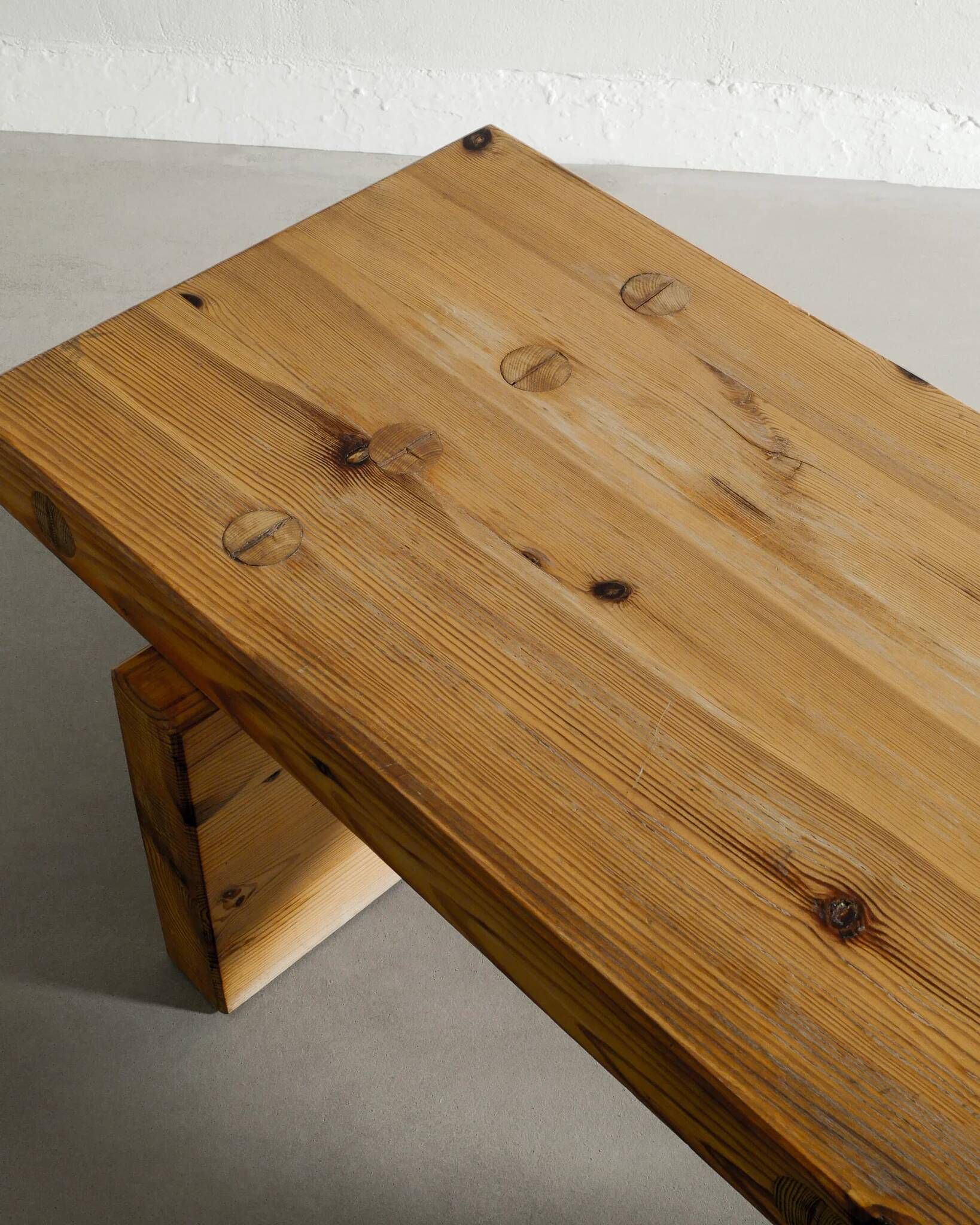 Vintage Swedish Mid Century Wooden Pine Bench by Roland Wilhelmsson, 1970s