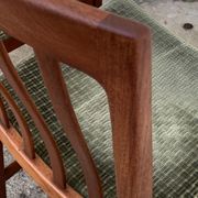 Pair of Scandinavian teak and velvet chairs from the 1960s.