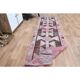 Vintage Turkish Oushak pink handmade wool runner rug 82x311