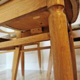 Set of 6 Vintage Wooden Dining Chairs: 1970s Mid-Century Bistro Style