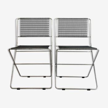 Pair of folding chairs two positions by de marco and rebolini robots, italy 70s