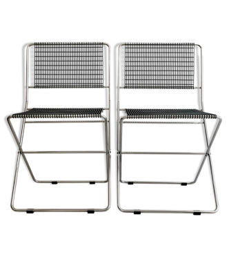 Paire de chaises pliantes deux positions de de marco et rebolini robots, italie années 70