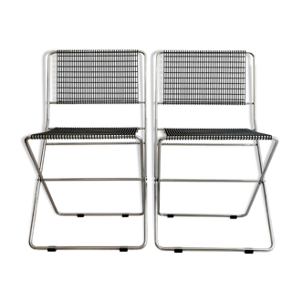 Pair of folding chairs two positions by de marco and rebolini robots, italy 70s