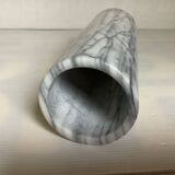 Roll vase in grey and white marble